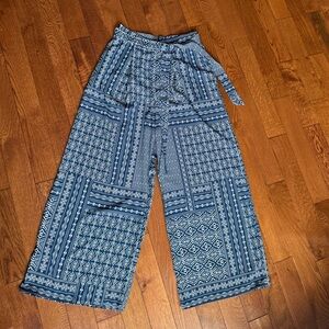Ces Femme Indigo Blue Printed Wide-Leg Pull-On Trousers